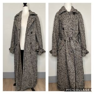 LL Bean Vintage Tweed Wool Trench Pea Coat Women’s